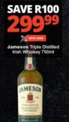 Checkers Jameson Triple Distilled Irish Whiskey 750ml offer