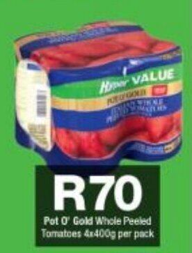 Checkers Pot O' Gold Whole Peeled Tomatoes 4x400g per pack offer