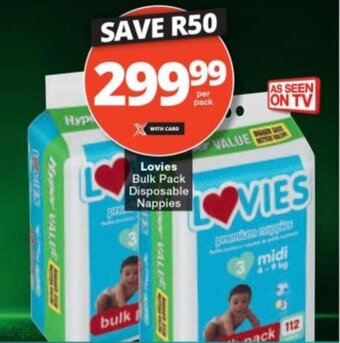 Checkers Lovies Bulk Pack Disposable Nappies offer