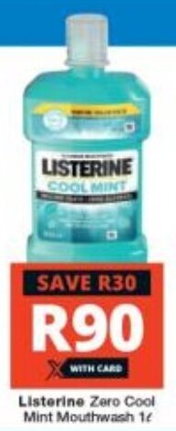 Checkers Listerine Zero Cool Mint Mouthwash 1L offer