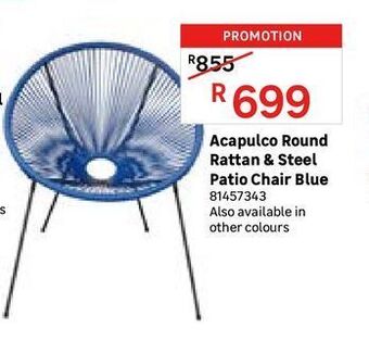 Leroy Merlin Acapulco round rattan & steel patio chair blue offer