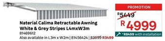 Leroy Merlin Naterial calima retractable awning white & grey stripes l4mxw3m offer