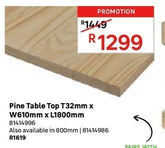 Leroy Merlin Pine table top t32mm x w610mm x l1800mm offer