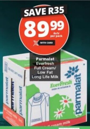 Checkers Parmalat Everfresh Full Cream Low Fat Long Life Milk offer
