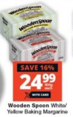 Checkers Wooden Spoon White/ Yellow Baking Margarine offer