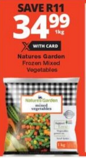 Checkers Natures Garden Frozen Mixed Vegetables offer