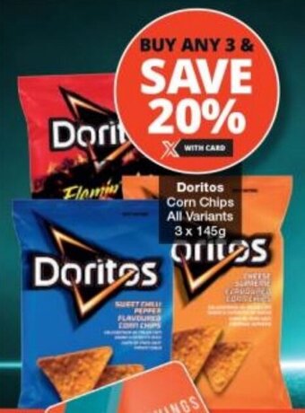 Checkers Doritos Corn Chips All Variants 3x145g offer