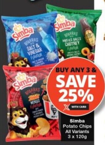 Checkers Simba Potato Chips All Variants 3 x 120g offer