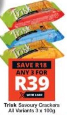 Trisk Savoury Crackers All Variants 3 x 100g