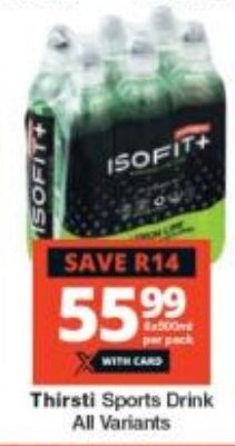 Checkers Thirsti Sports Drink All Variants offer