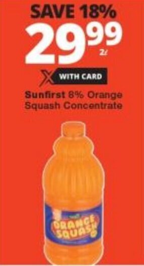 Sunfirst 8% Orange Squash Concentrate