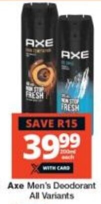 Checkers Axe Men's Deodorant All Variants offer