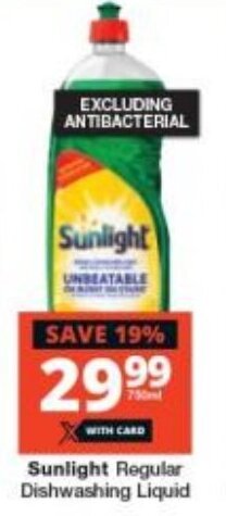 Checkers Sunlight Regular Dishwashing Liquid offer