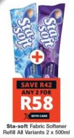Checkers Sta-soft Fabric Softener Refill All Variants 2 x 500ml offer