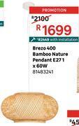 Leroy Merlin Brezo 400 bamboo nature pendant e27 1 x 60w 81483241 offer