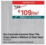 Leroy Merlin Eco concrete ceramic floor tile grey l60cm x w60cm (2.52 sqm/box) 81474451-per sqm offer
