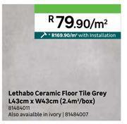 Leroy Merlin Lethabo ceramic floor tile grey l43cm x w43cm (2.4 sqm/box) 81484011-per sqm offer