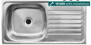 Leroy Merlin Cam africa drop in single bowl kitchen sink stainless steel l750mm x w400mm 81485469 offer