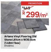 Leroy Merlin Artens vinyl flooring old stone l61cm x w30.5cm (1.49 sqm/box) 81458144-per sqm offer
