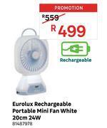 Leroy Merlin Eurolux rechargeable portable mini fan white 20cm 24w 81487978 offer