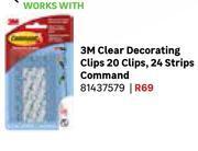 Command 3m clear decorating clips 20 clips, 24 strips 81437579