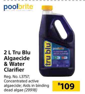 Builders Warehouse Pool brite 2l tru blu algaecide & water clarifier offer