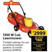 Builders Warehouse Wolf garden 1300w cub lawnmower offer