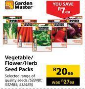 Builders Warehouse Garden master vegetable/flower/herb seed packs-each offer