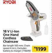 Builders Warehouse Ryobi 18v li-ion one hand cordless chainsaw offer