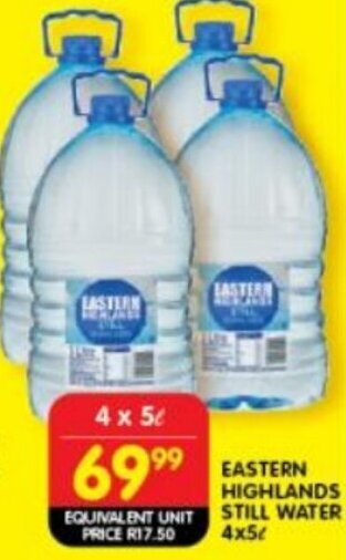 Shoprite EASTERN HIGHLANDS STILL WATER 4x5L offer