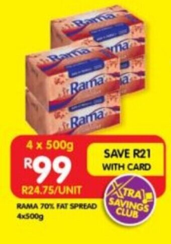 Shoprite RAMA 70% FAT SPREAD 4x500g offer