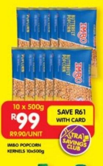 Shoprite IMBO POPCORN KERNELS 10x500g offer