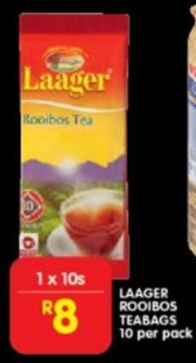 Shoprite LAAGER ROOIBOS TEABAGS 10 per pack offer