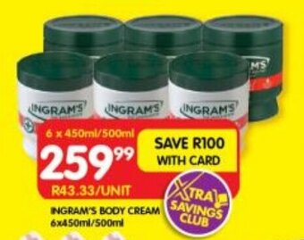 Shoprite INGRAM'S BODY CREAM 6x450ml/500ml offer