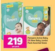 Game Pampers active baby or new baby jumbo pack assorted sizes-per pack offer