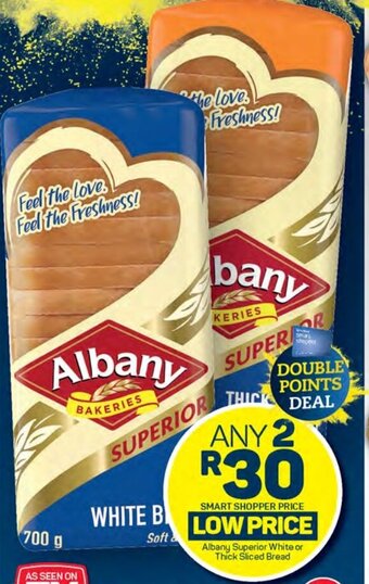 Pick n Pay Albany Superior White or Thick Sliced Bread offer