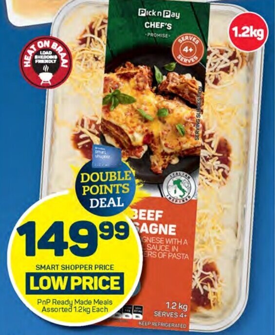 PnP Ready Made Meals Assorted 1.2kg Each offer at Pick n Pay