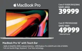 Incredible Connection Macbook Pro 16" with Touch Bar Core i7 512GB offer