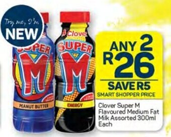 Pick n Pay Clover Super M Flavoured Medium Fat Milk Assorted 300ml Each offer