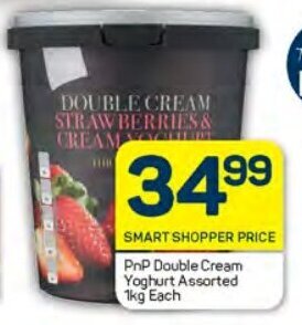 Pick n Pay PnP Double Cream Yoghurt Assorted 1kg Each offer