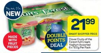 Pick n Pay Clover Fruits of the Forest Full Cream Yoghurt Assorted 6x 100g Per Pack offer