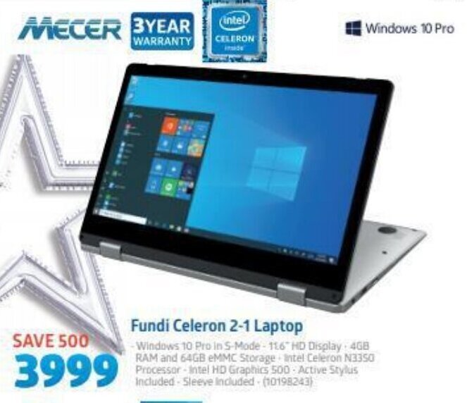 Mecer Fundi Celeron 2in1 Laptop offer at Incredible Connection