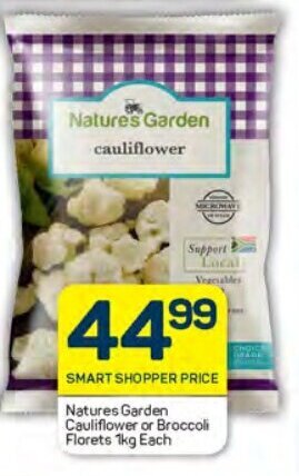Pick n Pay Natures Garden Cauliflower or Broccoli Florets 1kg Each offer