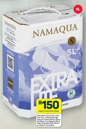 Pick n Pay Namaqua Extra Lite, Late Harvest, Johannisberger Natural Sweet White, Blanc De Blanc, Dry Elegant Rosé, Natural Sweet Red offer