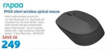 Rapoo M100 Silent Wireless Optical Mouse