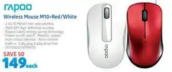 Incredible Connection Rapoo Wireless Mouse M10+Red/White offer