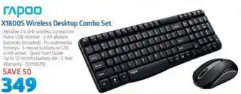 Incredible Connection Rapoo X1800S Wireless Desktop Combo Set offer
