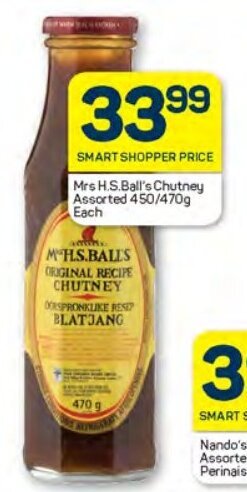 Mrs H.S.Ball's Chutney Assorted 450/470g Each