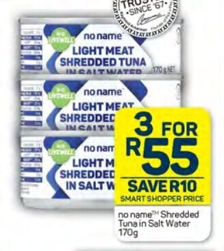 Pick n Pay no name Shredded Tuna in Salt Water 170g offer