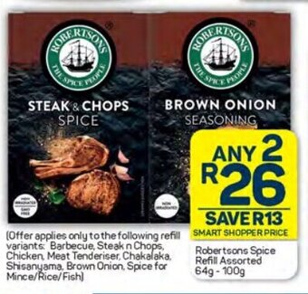 Pick n Pay Robertsons Spice Refill Assorted 64g-100g offer